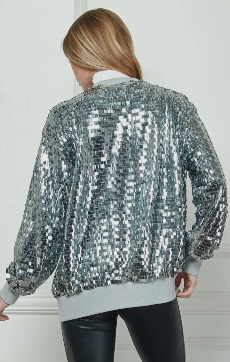 Sequins Silver Bomber Jacket