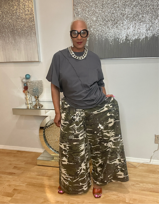 Going With The Flow Camo Wide Leg Splatter Pant Design
