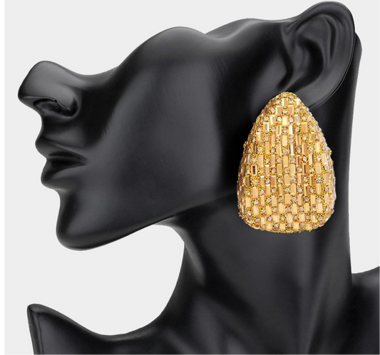 Bold Glam Rhinestone Teardrop Earrings_Rose Gold
