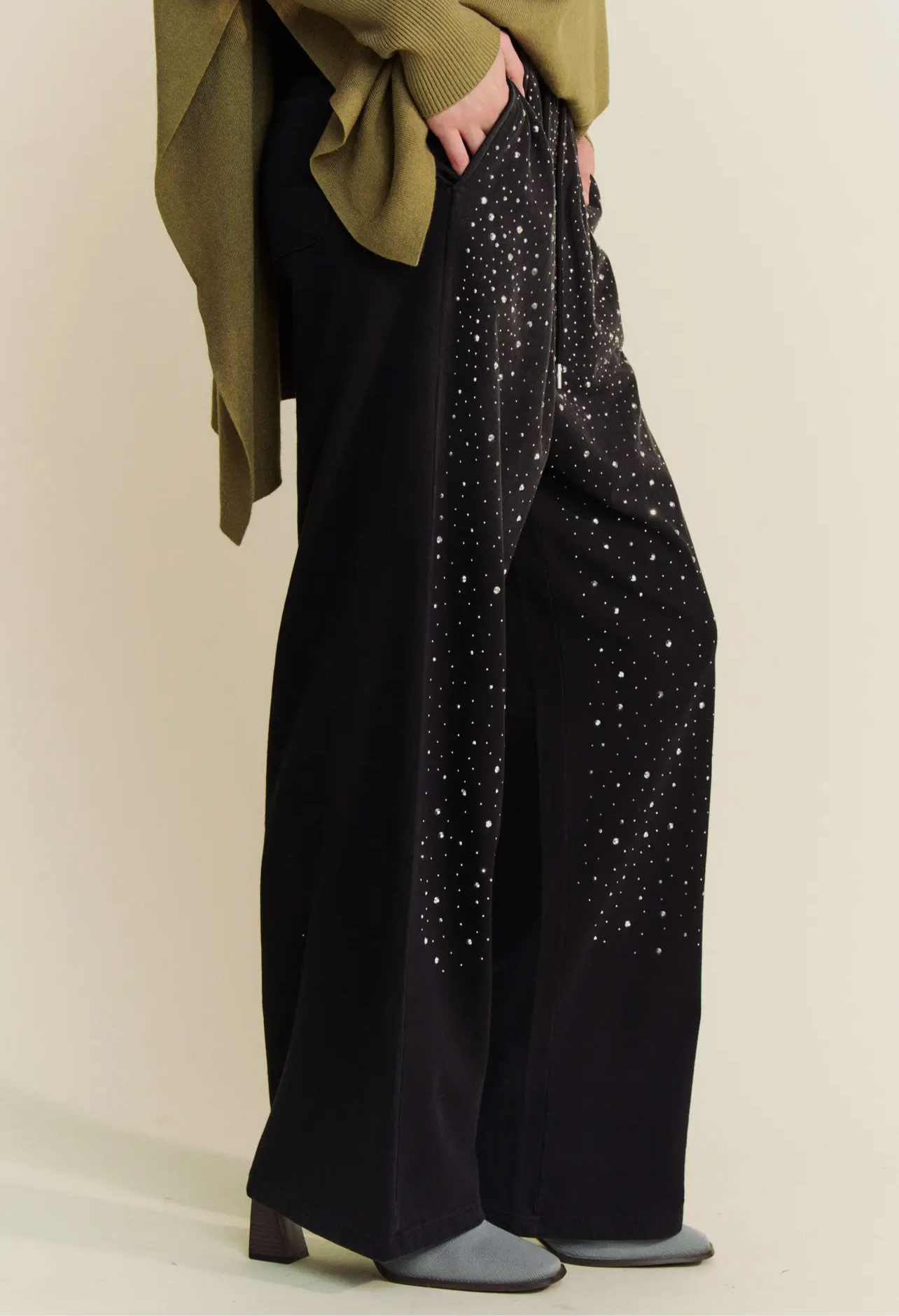 Rhinestone Wide Leg Pants w/ Pizazz