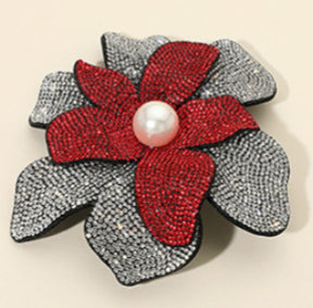 Pearl Accent Bling Studded Flower  Brooch/Hair Pin