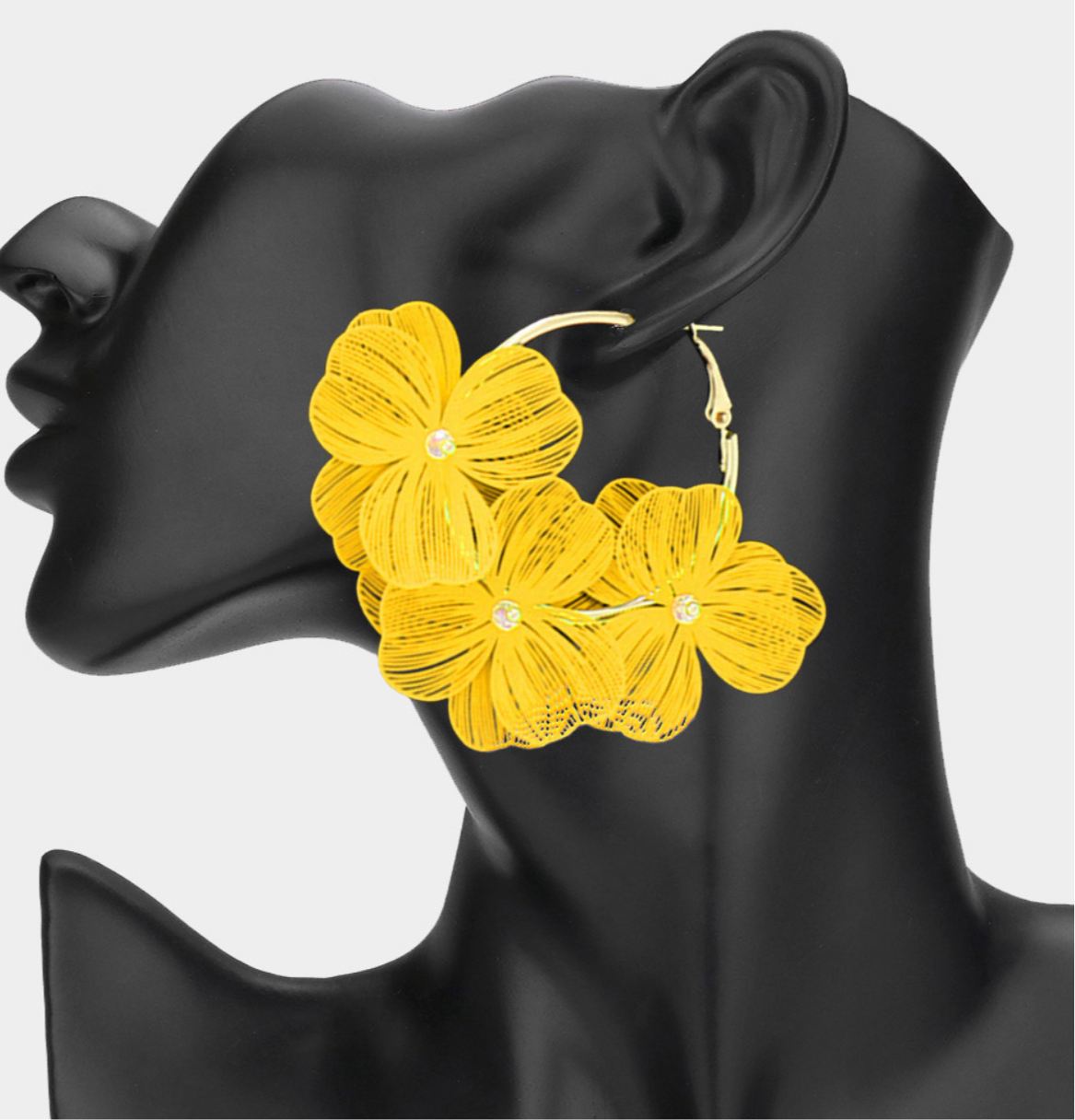 Triple Cutout Flower Hoop Earrings