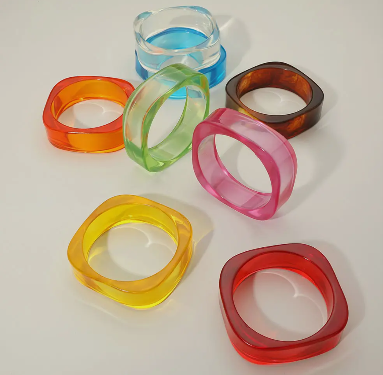 Chunky Transparent Square Bangle Bracelet