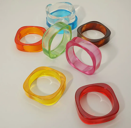 Chunky Transparent Square Bangle Bracelet