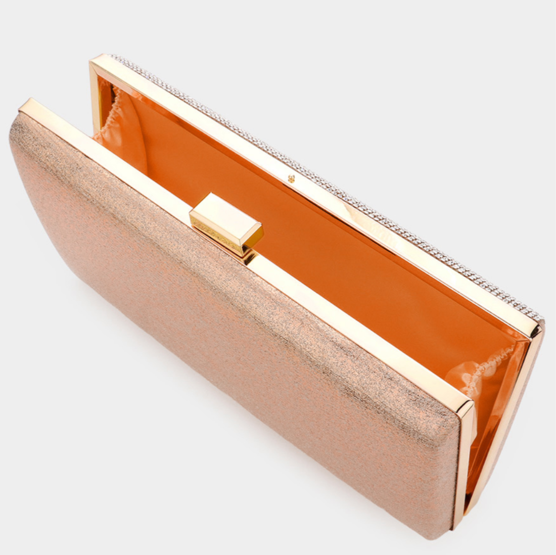 Rose Gold Bling Rectangle Clutch / Crossbody Bag