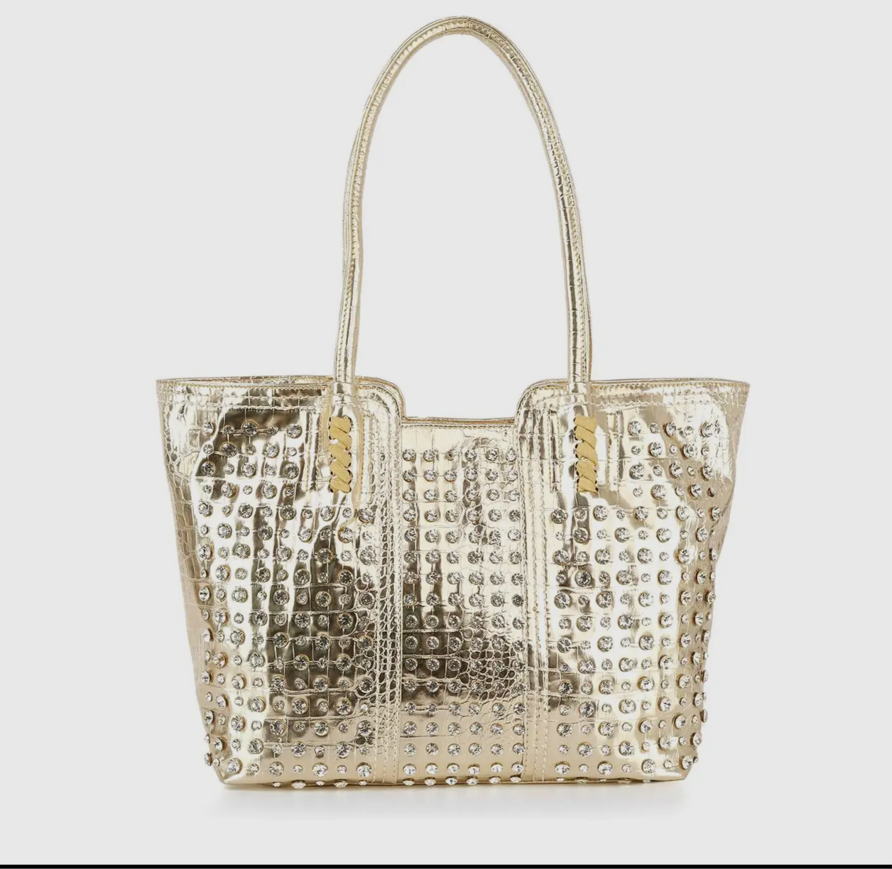 Gold Studded Embossed Tote Handbag