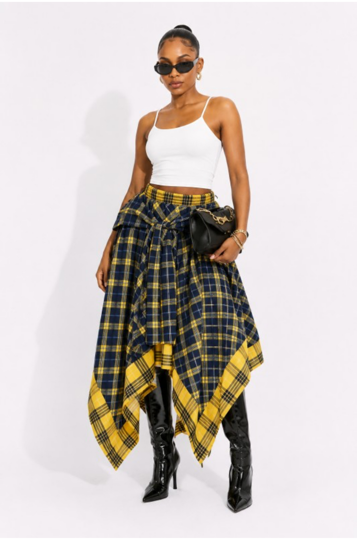 Plaid Attitude Handkerchief Skirt 💛🖤 \PRE-ORDER 10/3