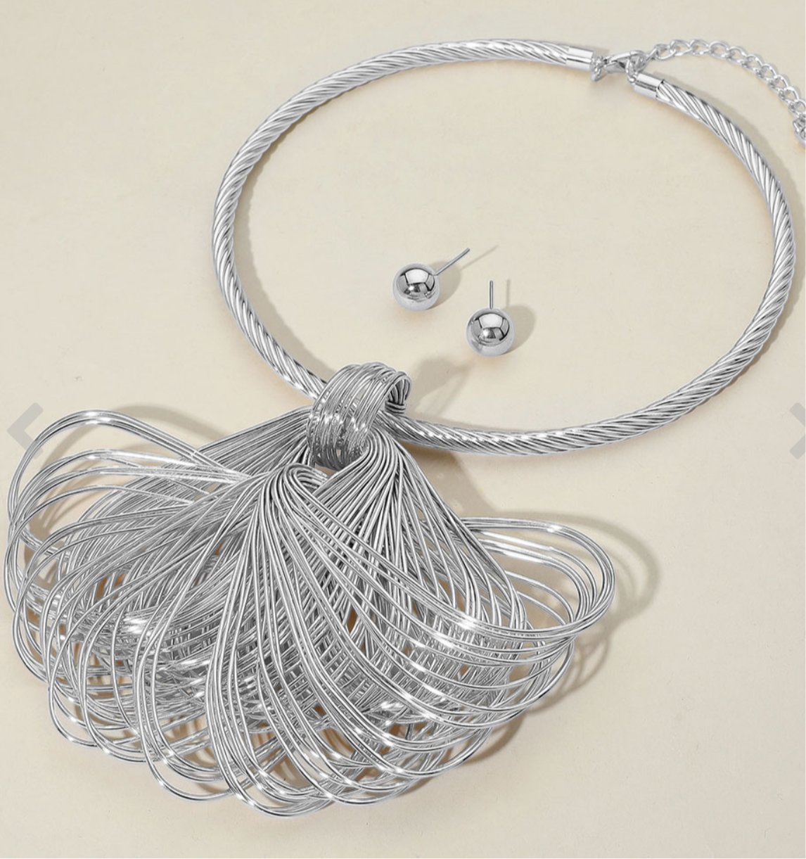 Metal Wire Sculptural Statement Necklace