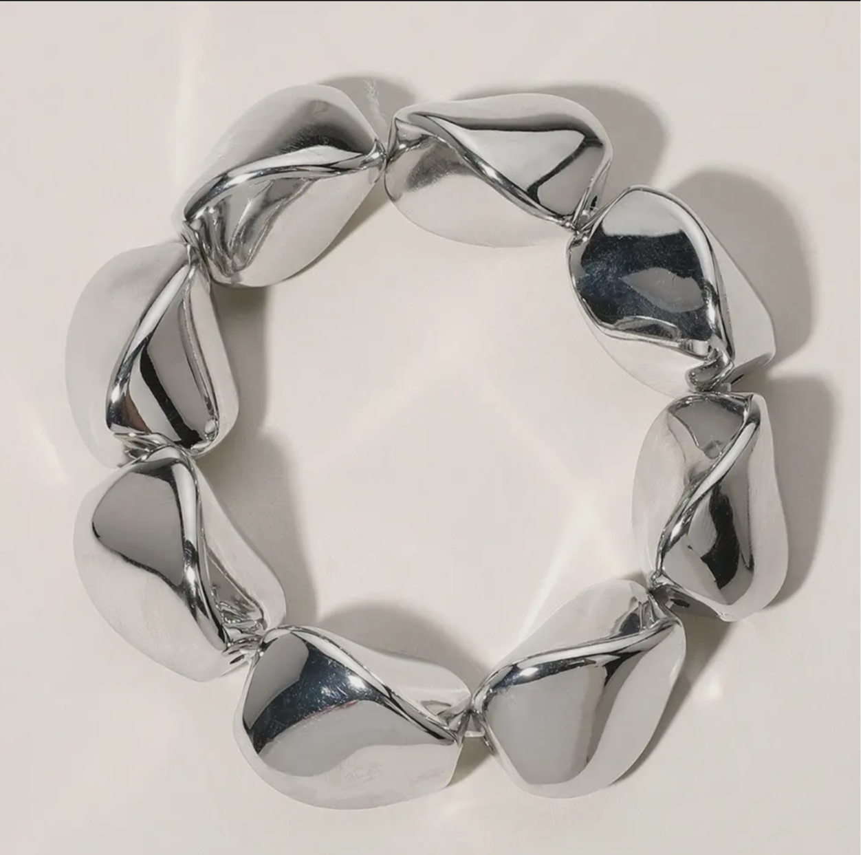 Metal Pebble Stretch Bracelet _Two Tone