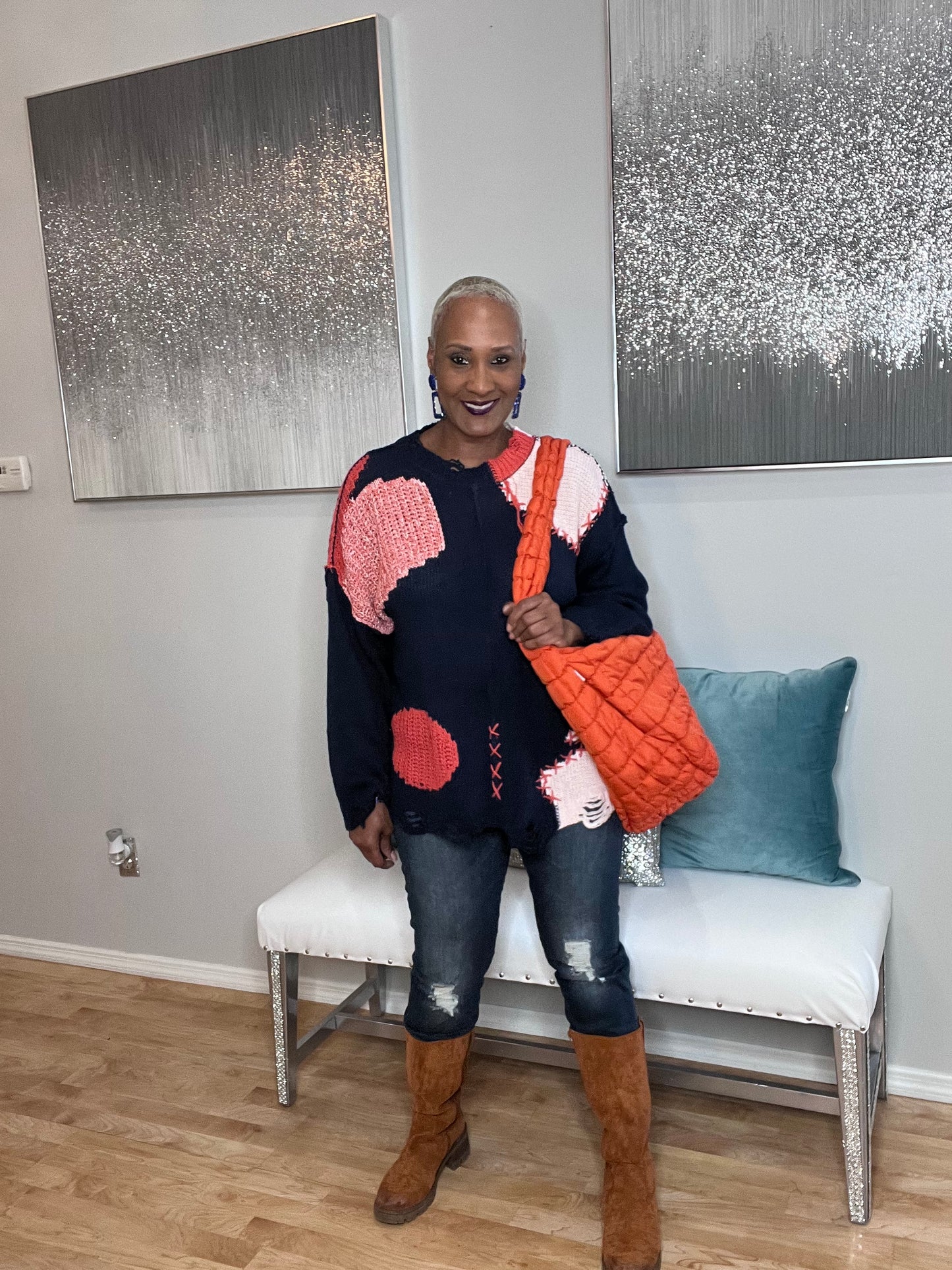 Designed in Distressed Sweater