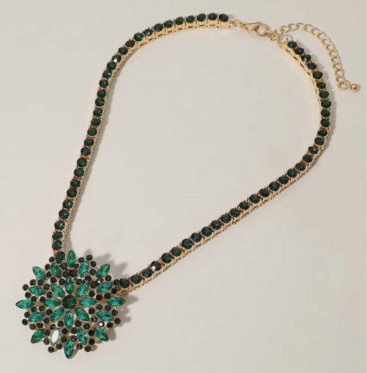 Marquise Embellished Flower Cluster Necklace