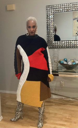 Mixed Emotions ColorBlock Sweater Dress