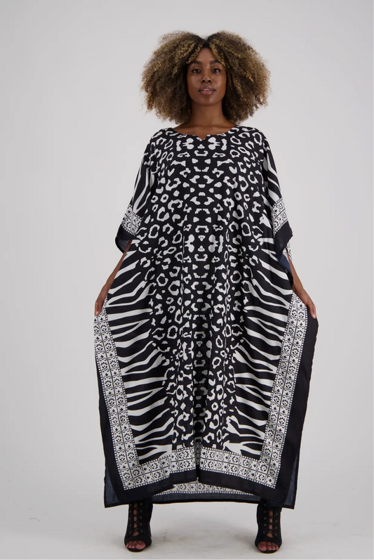 ZEBRA PRINT RAYON KAFTAN