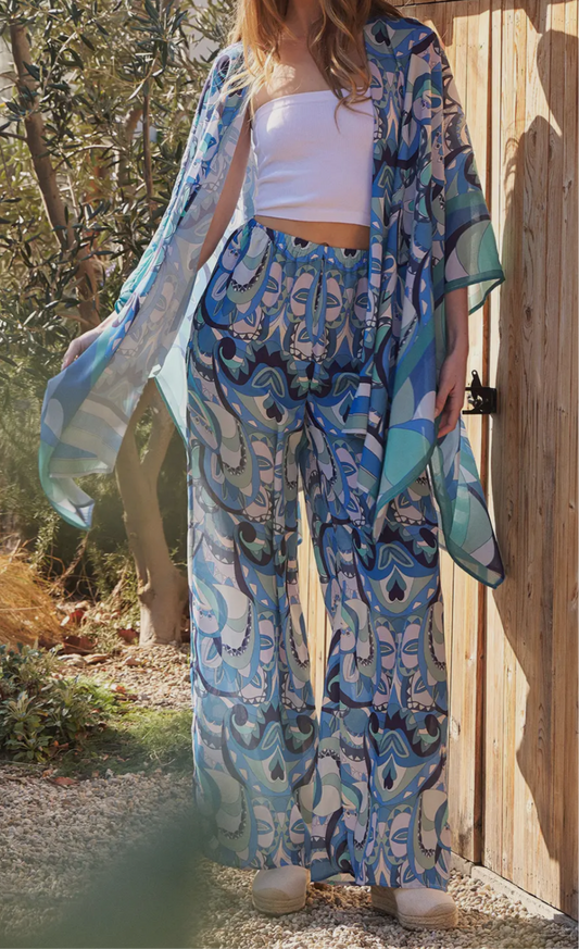 Blue Lagoon 2pc Kimono Set
