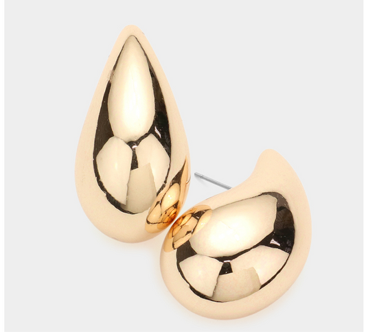 Metal Teardrop Earrings _Gold