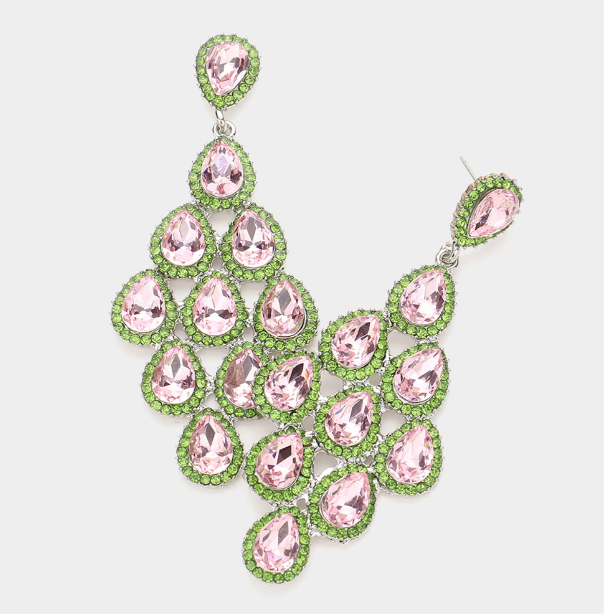 Rhinestone Trim Teardrop Cluster Vine Earrings