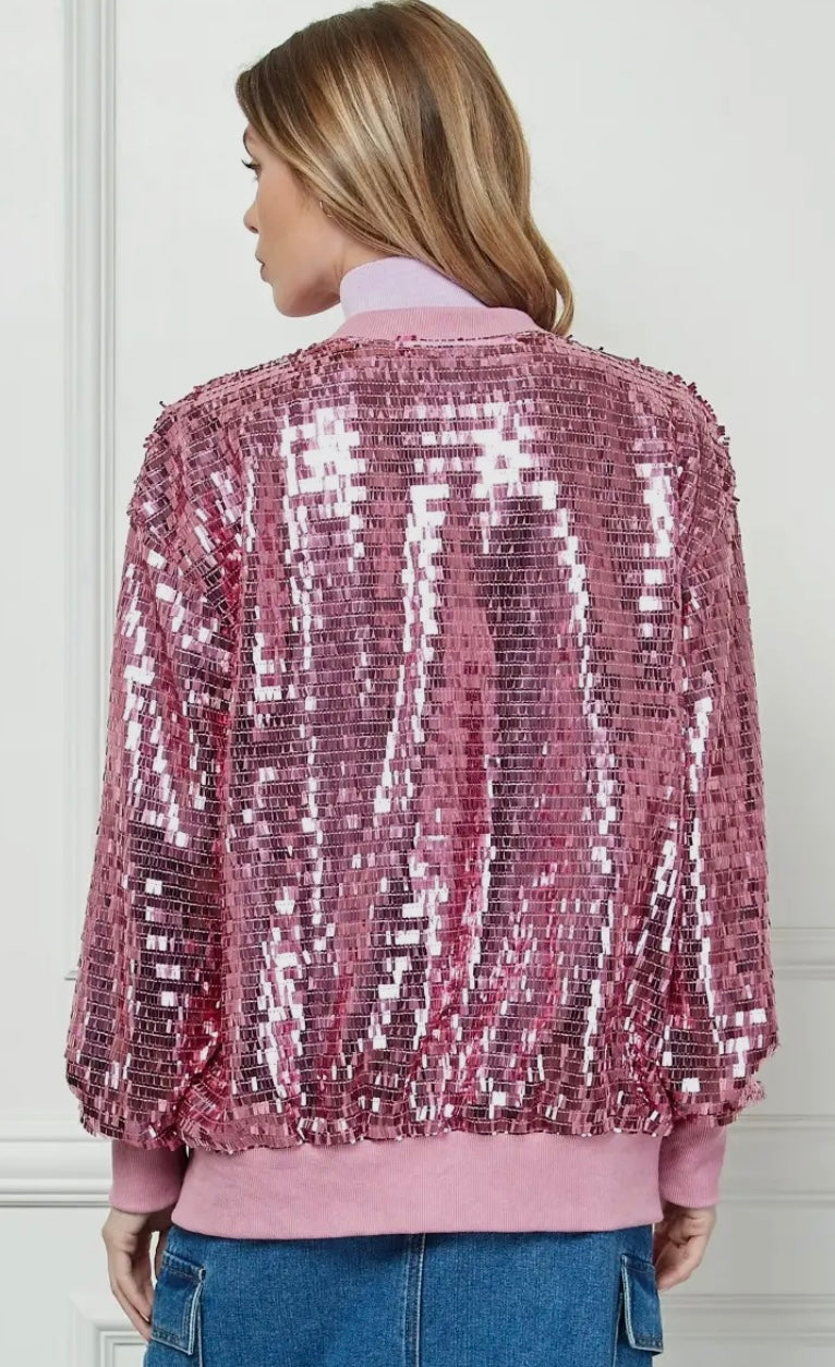 Sequins Pink Bomber Jacket