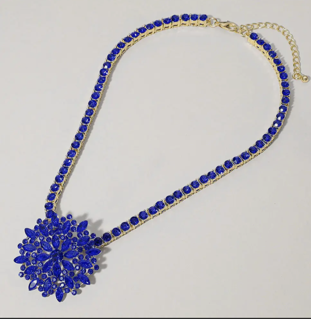 Marquise Embellished Flower Cluster Necklace