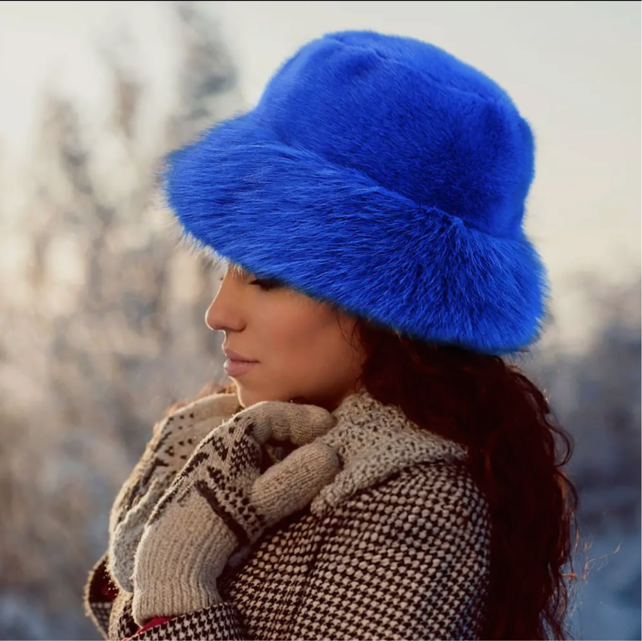 Faux Fur Plush Bucket Hat