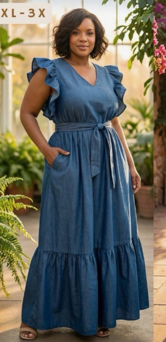 The Effortless Charm Denim Maxi Dress