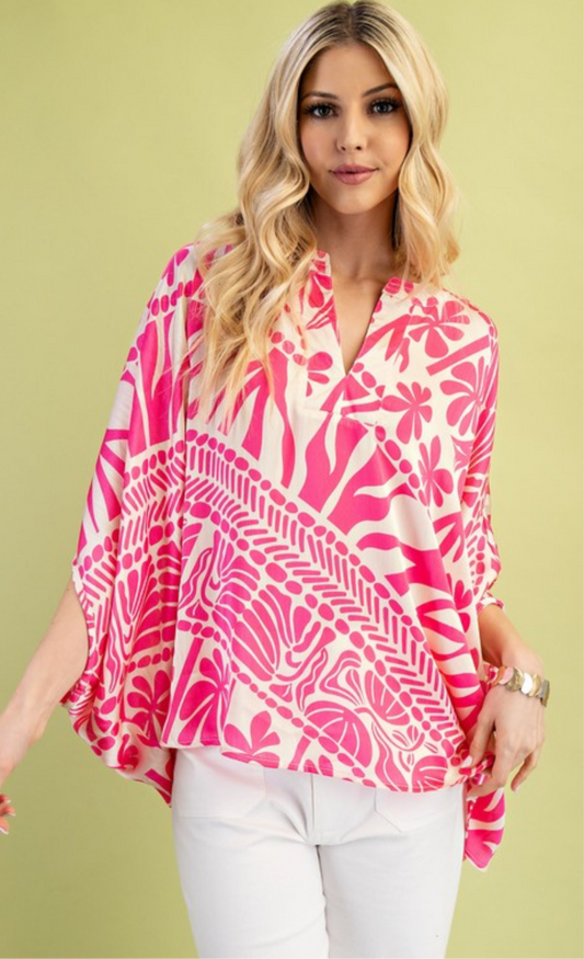 Dreamy Pink Printed Short Sleeve