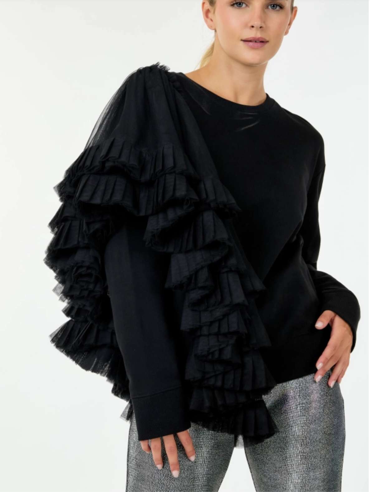 Roberta Barbie Black Tulle Top Long Sleeve