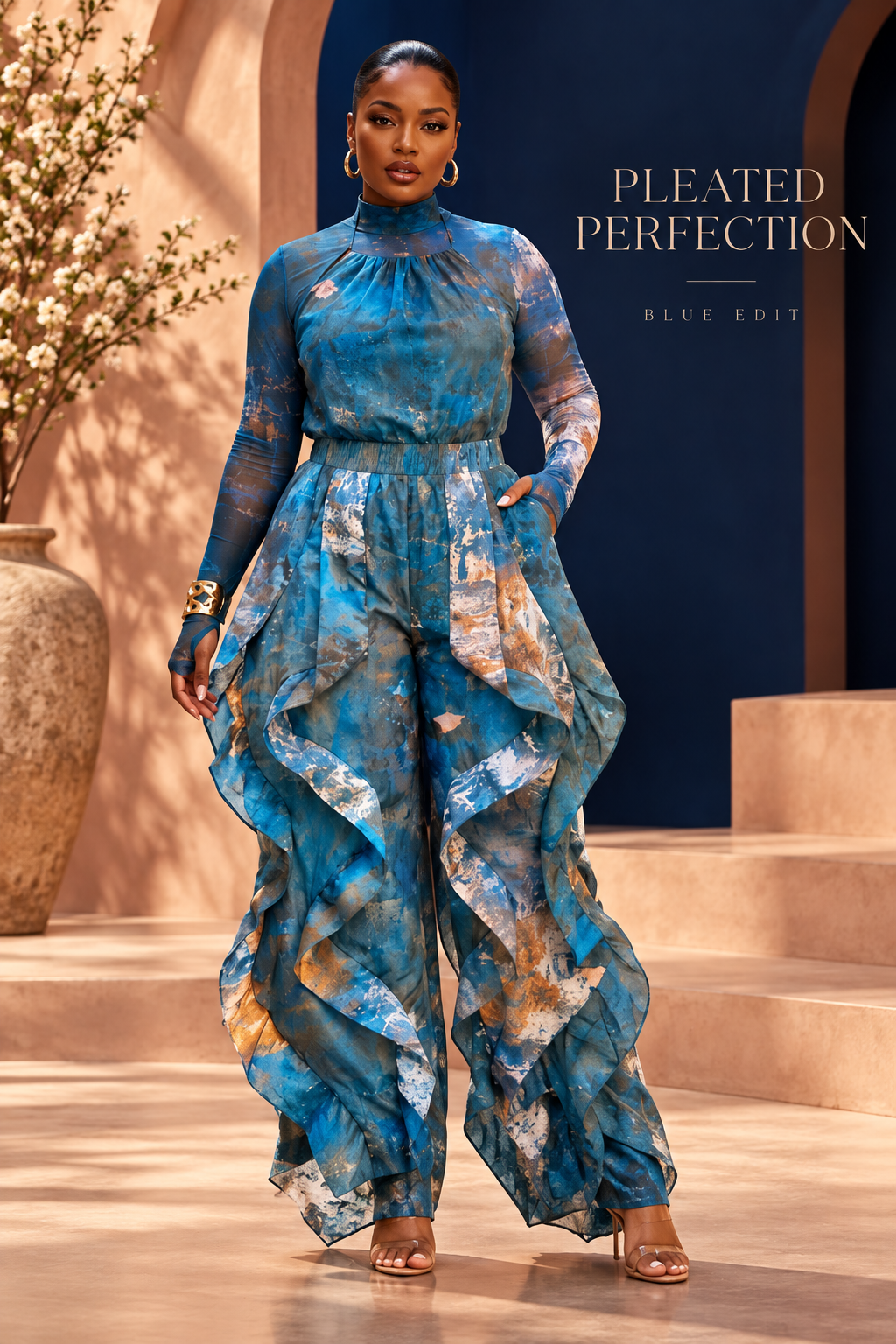 Pleated Perfection Halter Jumper - Pre Order 10/2