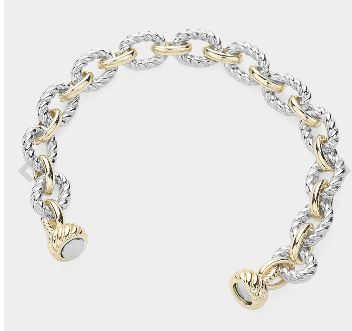 14K Gold Plate Two Tone Rope Chain Magnetic Bracelet