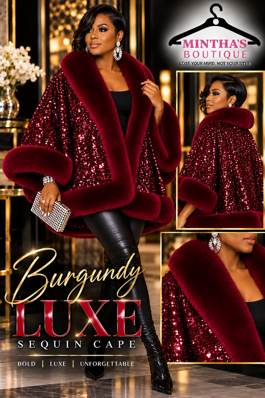 Burgundy Luxe Sequin  Cape