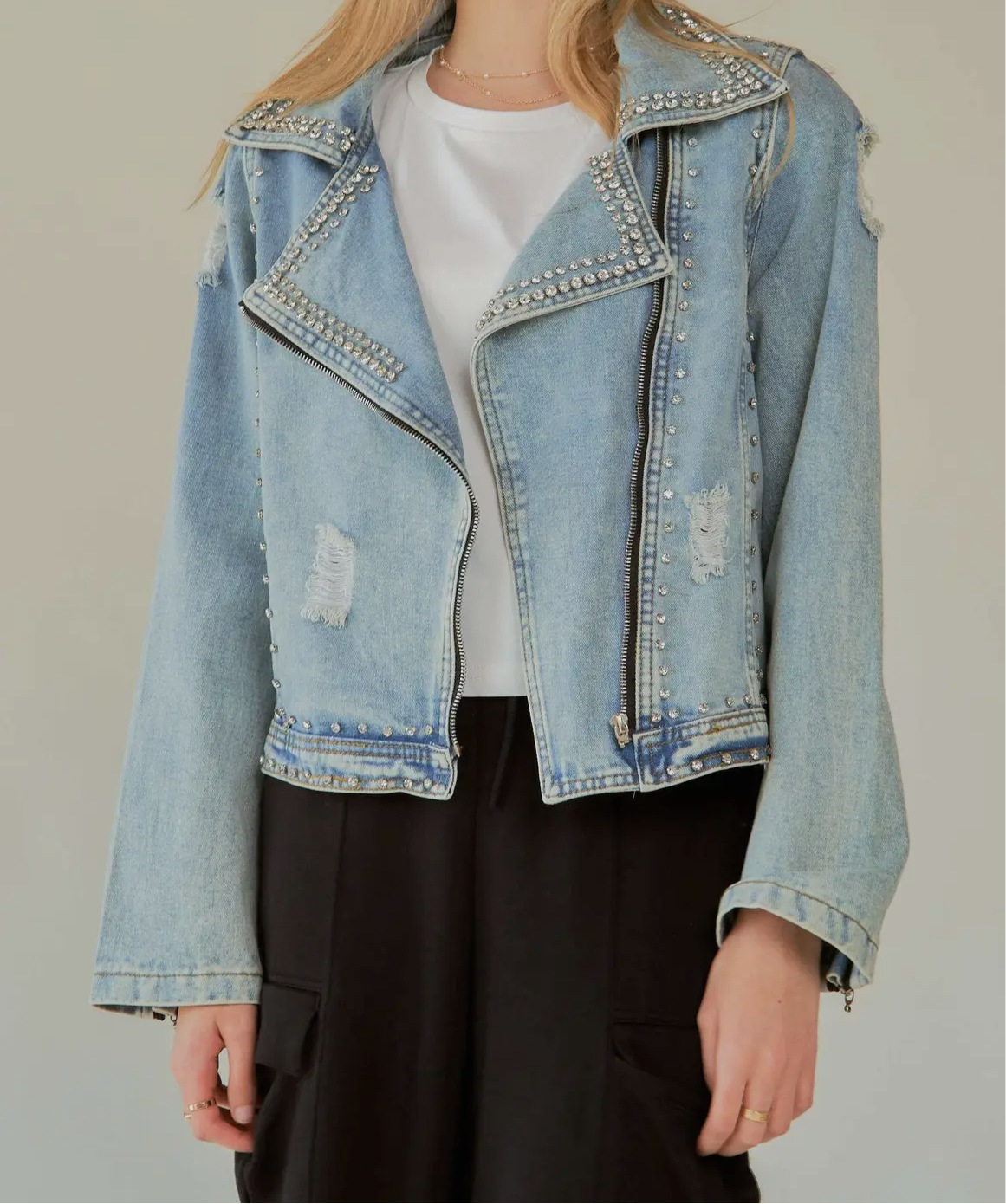 DIAMOND PRINCESS DENIM MOTTOJACKET