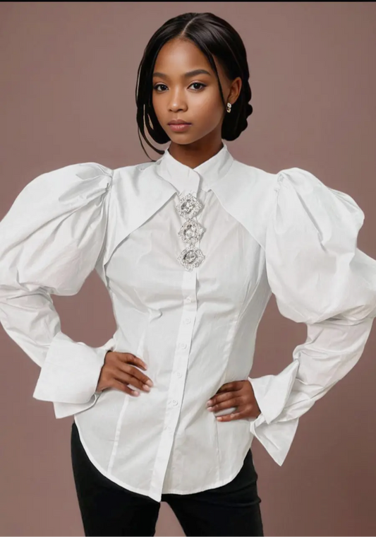 Mademoiselle White Puff Sleeve