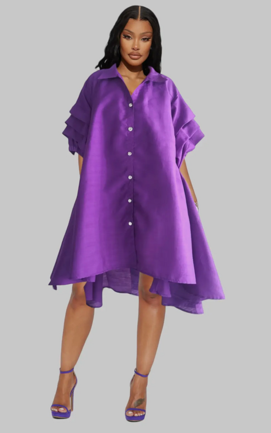 Fancy Swing Shirt Dress _purple
