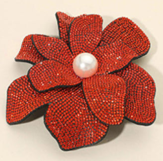Pearl Accent Bling Studded Flower  Brooch/Hair Pin