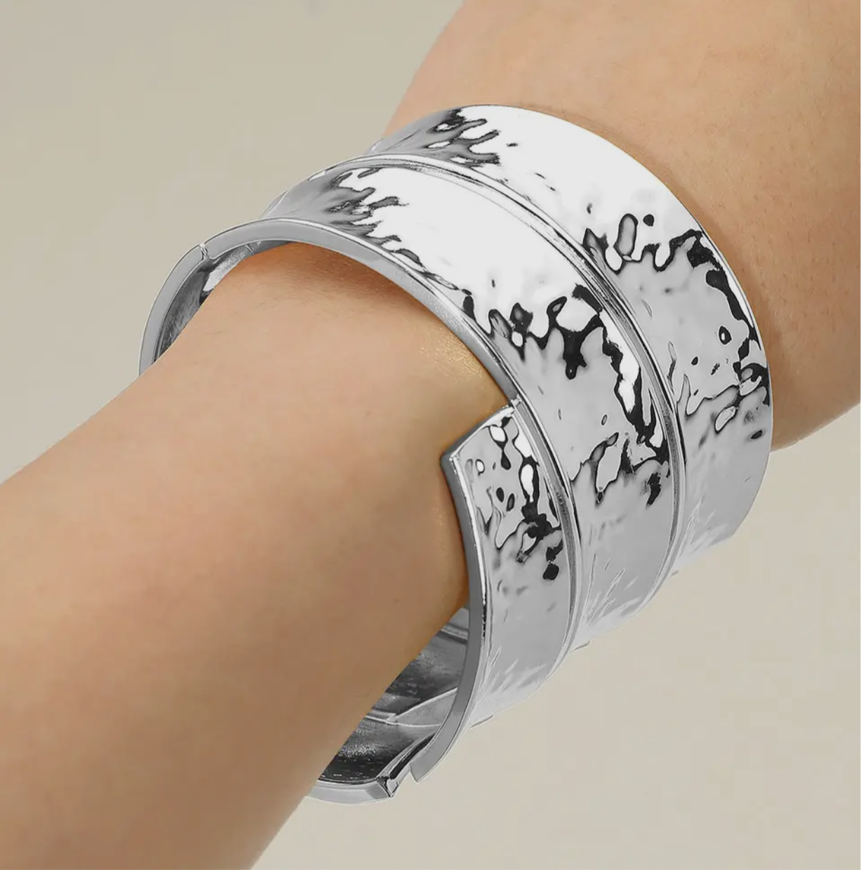 Bold Hinged Texture Bracelet