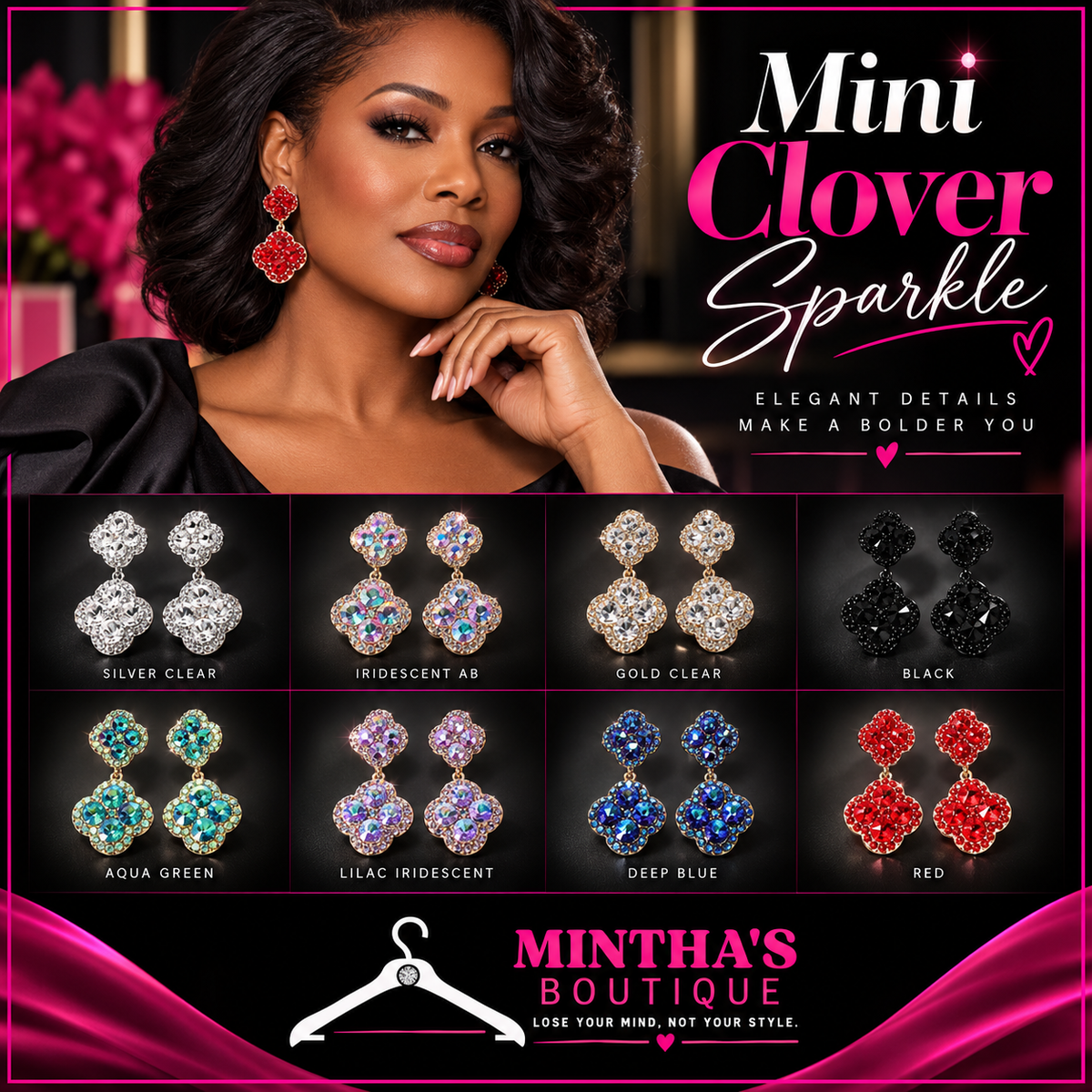 Mini Sparkle Clover Earrings