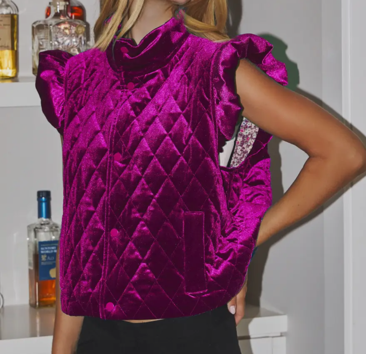 Magenta Teal Quilted Vest