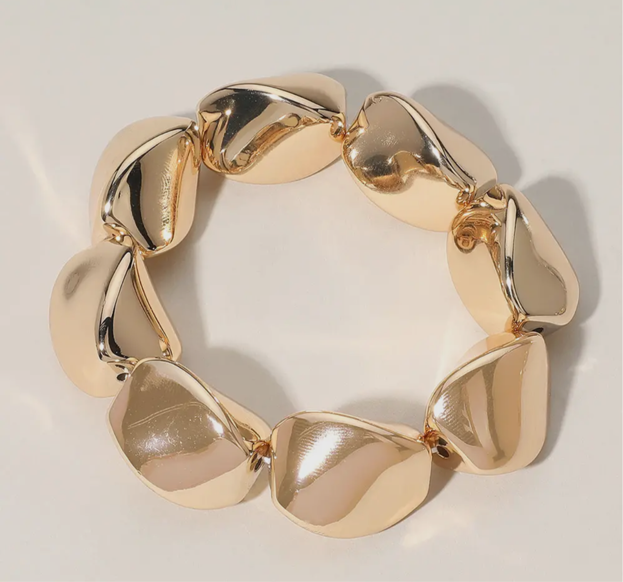 Metal Pebble Stretch Bracelet _Two Tone