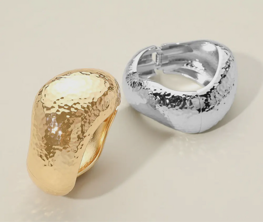 Chunky Metal Wavy Hinged Bracelet