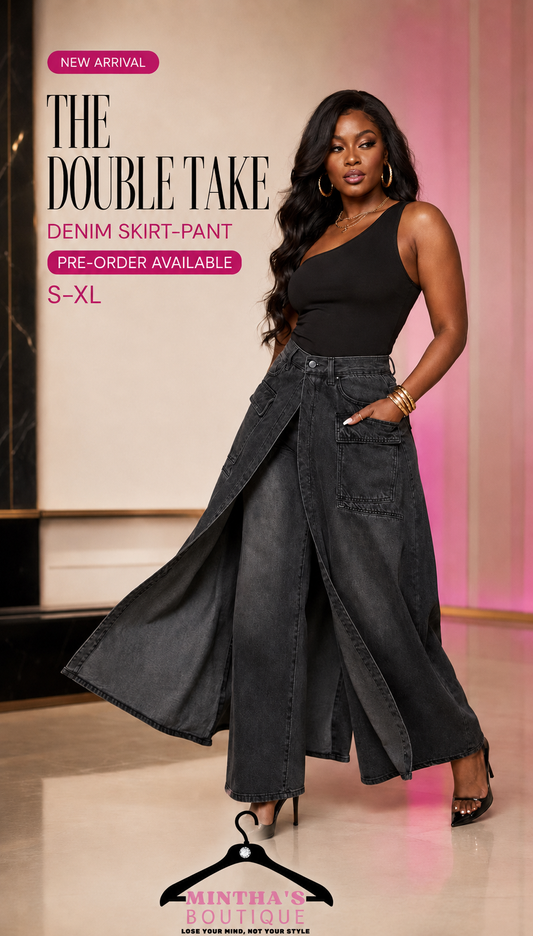 The Double Take Denim Skirt-Pants _PRE-ORDER 8/30