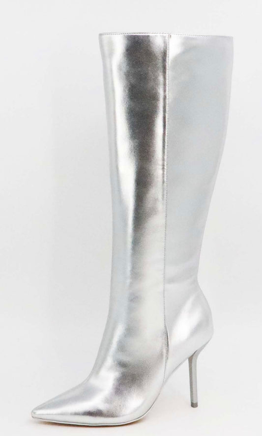 Stiletto metallic  knee-high boots