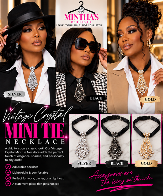 Vintage Crystal Mini Tie Necklace