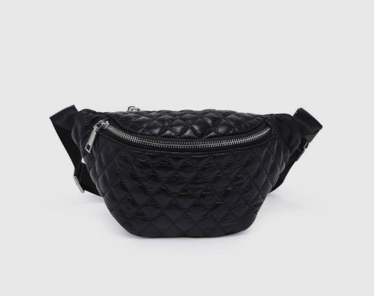 Breonna Black Metallic Quilted Belt Bag