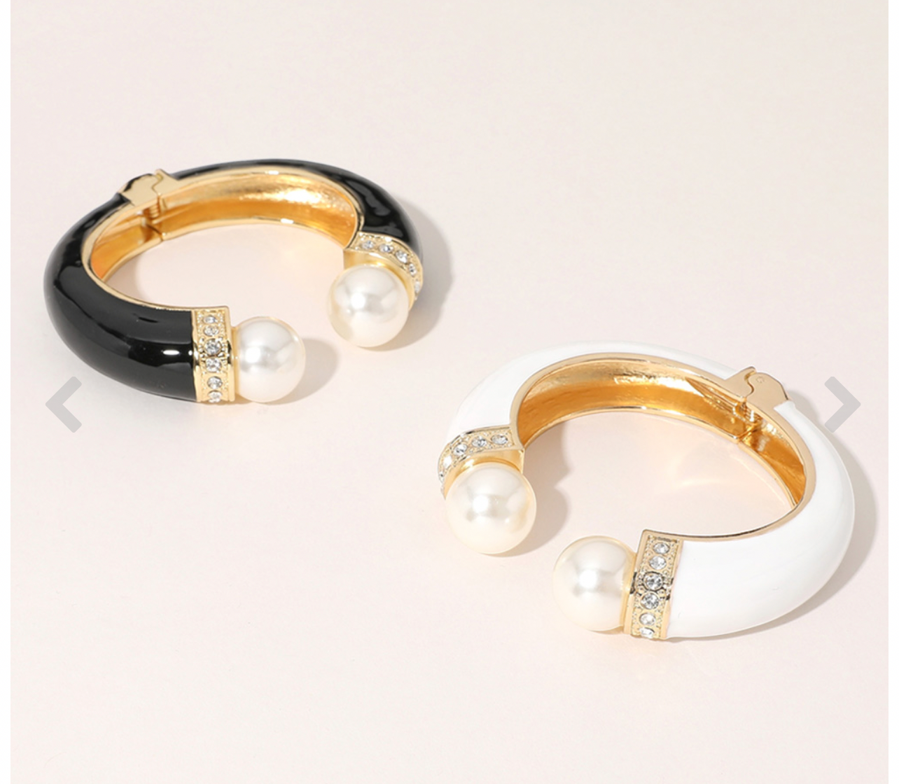 Pearl Tip Enamel Hinged Cuff Bracelet