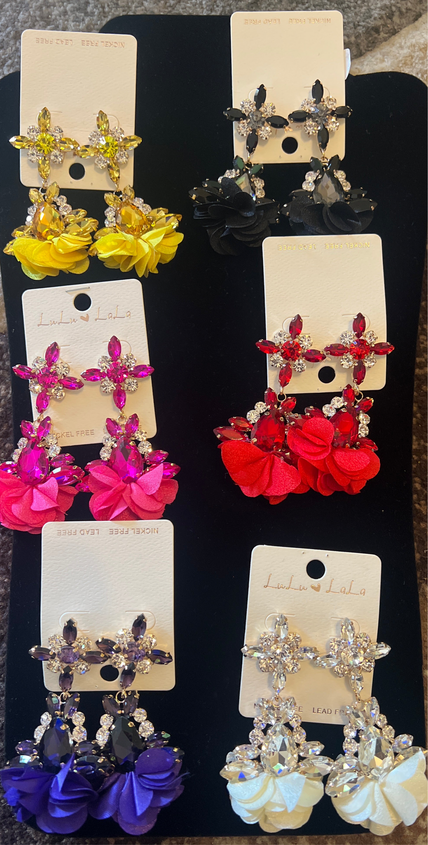 Mini Fabric Crystal Chandelier Earrings