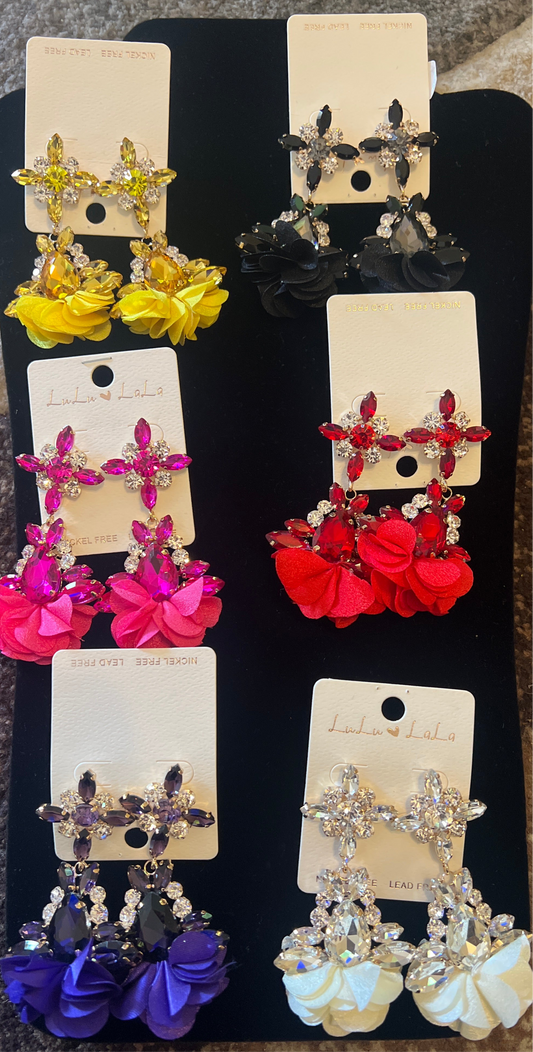 Mini Fabric Crystal Chandelier Earrings