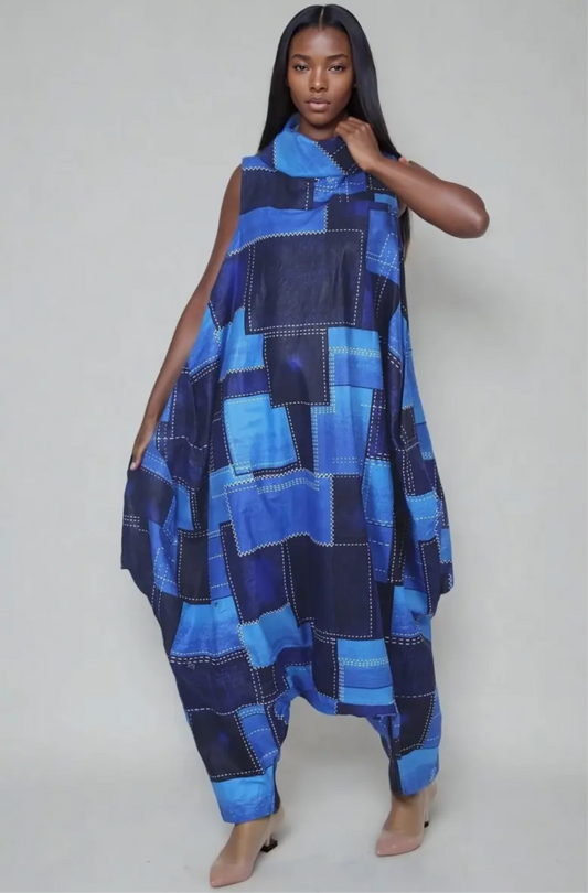 Denim Pattern Jumpsuit