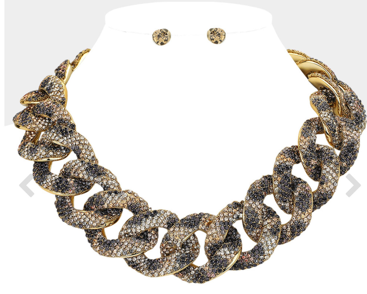 Bling Leopard Studded Chunky Chain Necklace