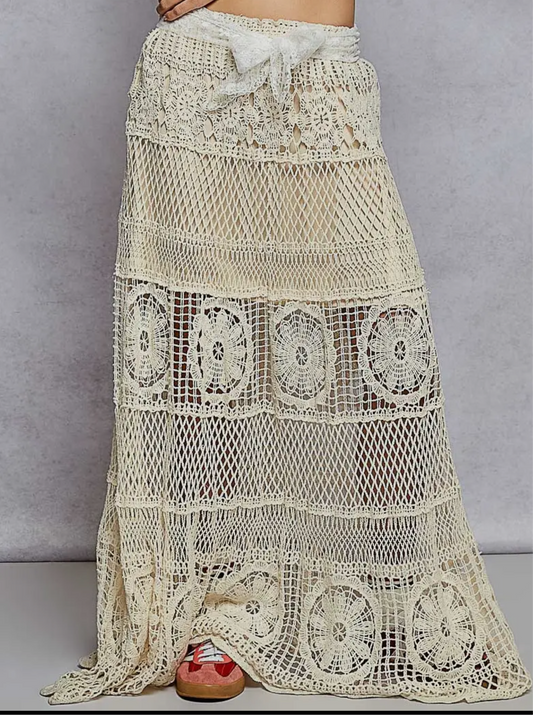 CROCHET/BEIGE SKIRT
