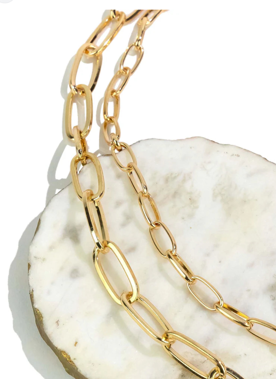 Long Gold Two-Row Links Chain Necklace