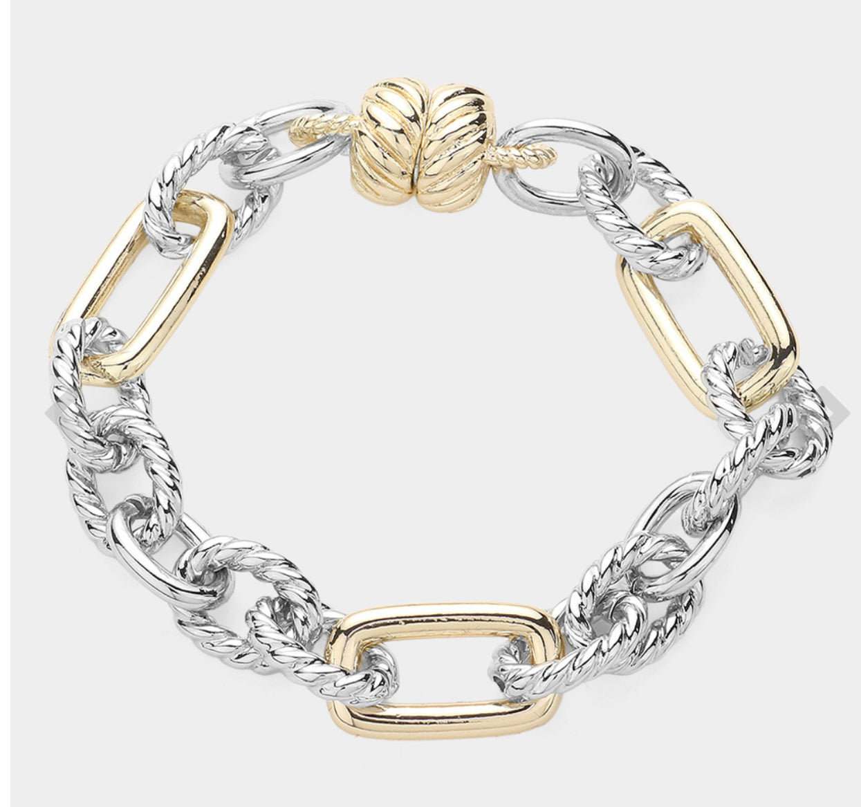 14K Gold Plated Two Tone Chain Magnetic Bracelet